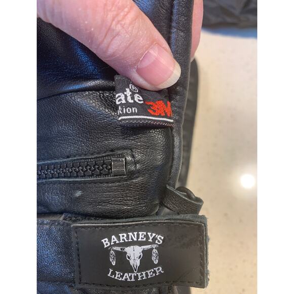 Barney’s Leather Thinsulate Black Cold Weather Motorcycle Riding Gloves Sz S - Picture 7 of 9